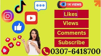 stagram,tiktok,feacbook,youtube,promotion,followers,likes, and views