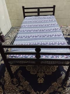 Single iron bed with mattress and mattress cover