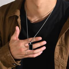 stainless steel black square pendent neckless for men.