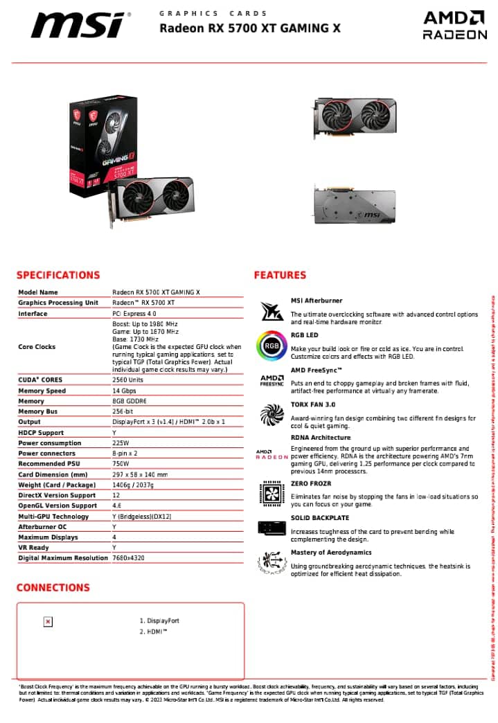 MSI RX 5700 XT GRAPHICS CARD WITH BOX 13