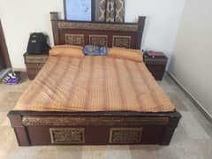 Double bed with spring mattress