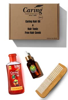 CARING HERBAL HAIR OIL & TONIC DEAL PACK  WITH WOOD COMB