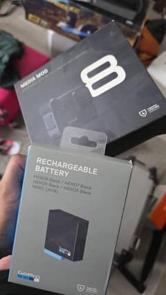 Gopro hero 8 media mod and spare battery all new