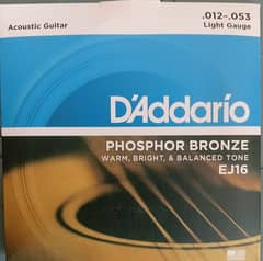 a pack of D'Addario EJ16 Phosphor Bronze Acoustic Guitar Strings