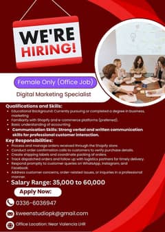 digital Marketing Socialist (Female only Office Base)