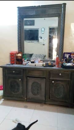 wodden king size  bed set side tables and dressing table
