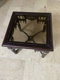 1 Wooden glass table for Sale