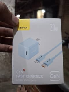 baseus 20w gan mini charger with iphone cable