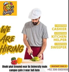 Fastfood kitchen helper 4.     And 1 swiped.  1 cashier. 2 order taker