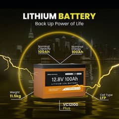 VESTWOODS Lithium Battery 12.8V 100Ah | Solar | Inverter | UPS Backup