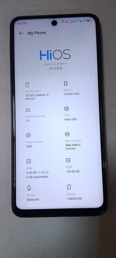 Tecno camon19 neo full box 6+4/128gb