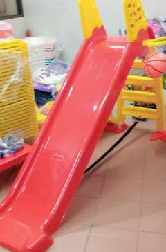  Kids 3-Step Garden Slide with Basketball Hoop For Sale 