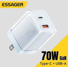 Essager Gan 70w Charger 2 ports For iphone and android