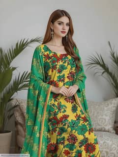 3 pcs women's unstitched printed suits