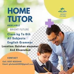 Home tutor available in Gulshan mayamer Karachi