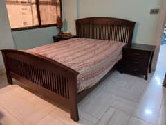 Double bed, 2 side tables & Mattress