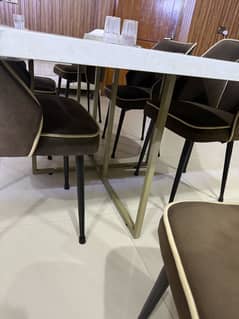WOOD MARBLE DINNING TABLE