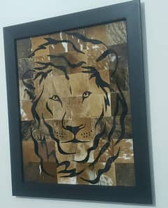 Wall hanging Leather Art work with frame