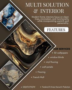 Wall Paper / 3D Wall Paper / Window Blinds / PVC Pannel / Media Wall