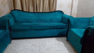 sofa set blue  colour with green  shade