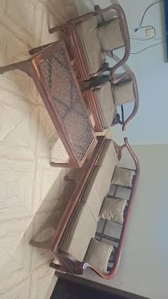 wooden sofa set with table