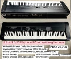 Roland RD-500 Piano 88 Hammer weighted keys Yamaha keyboards