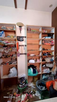 shop counter and wall shelf