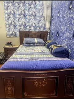 High-Quality Wooden Bed, Side Table & Mattress for Sale – Urgent