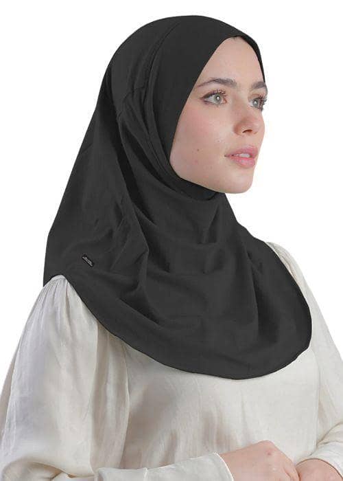Al Amira Teen Girls Arabic Saudi Hijab Plain Jersey Cotton - Grey BIDOON ESSMA Brand Ready to wear Pinless Hijab Easy to wear Soft Breatheable Fabric Free Size Dust Protector Ideal for gifting Umrah Hajj and All Religious Occassion Girls
