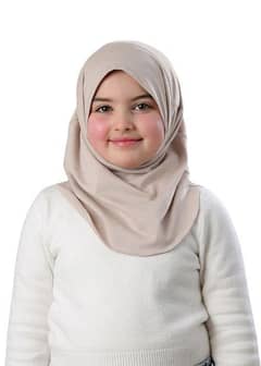 AL Amira Hijab Girls-Plain Jersey Cotton Cream Ready to Wear Easy to Use BIDOON ESSMA Brand Ideal For young girls playing at school other adventure Pin less Hijab soft breathable Fabric Ideal for gifting Umrah Hajj all religious Occassion gifting Kids