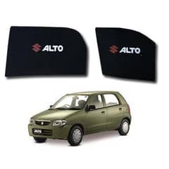 Suzuki Alto VXR 2005 to 2015 Sun Shades Car Windows Curtains 4 pieces With Alto Logo, Foldable, Jet Black