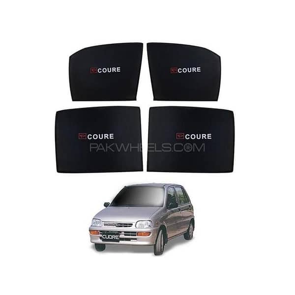 Coure Sun Shades Car Windows Curtains 4 pieces With Coure Logo, Foldable, Jet Black