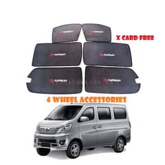 Changan Karvaan Sun Shades Van Windows Curtains 6 pieces, With Karvaan LogoFoldable, Jet Black (X Card Perfume Free)