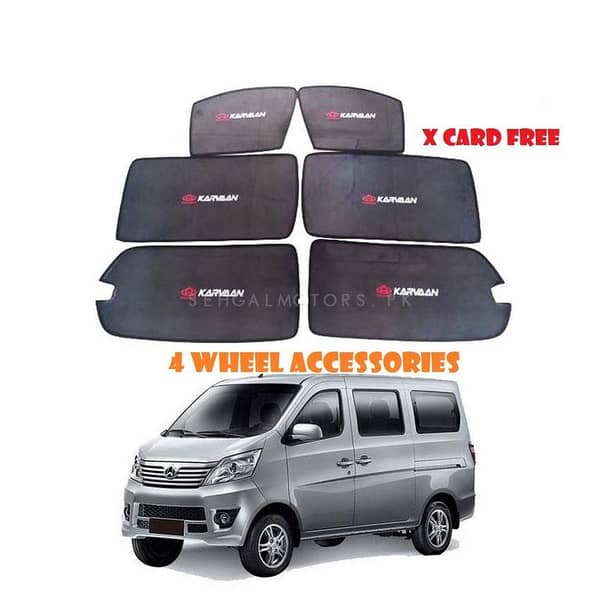 Changan Karvaan Sun Shades Van Windows Curtains 6 pieces, With Karvaan LogoFoldable, Jet Black (X Card Perfume Free)
