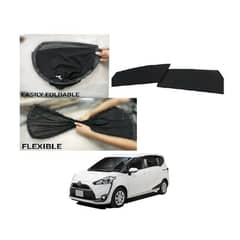 New Toyota Sienta Sun Shades Car Windows Curtains 4 pieces , Fold-able , Jet Black