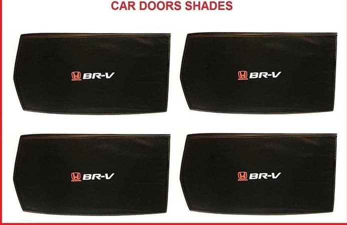 Honda BRV Sun Shades Car Windows Curtains 4 pieces With H-BRV Logo, Foldable, Jet Black