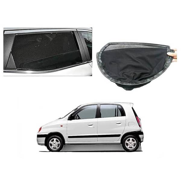 Hyundai Santro Sun Shades Car Windows Curtains 4 pieces , Fold-able , Jet Black