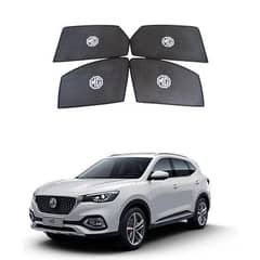 MG HS Car Windows Curtains 4 pieces With MG Logo, Foldable, Jet Black