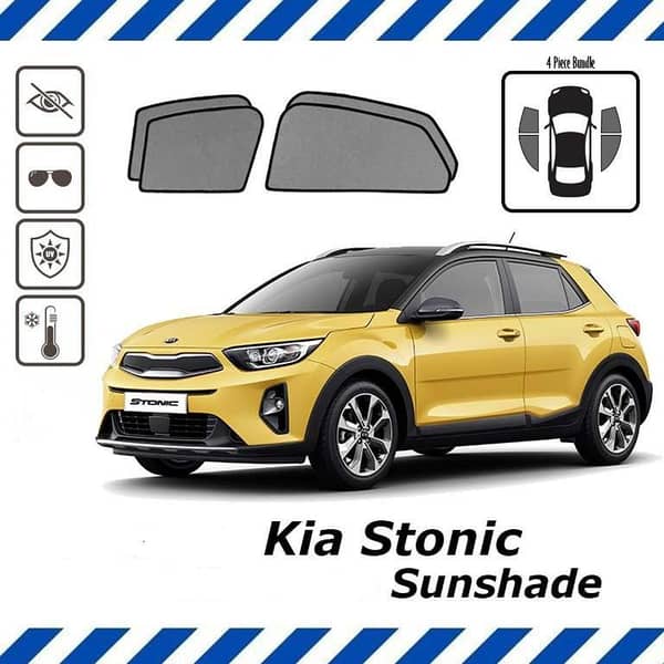 New Kia Stonic 2021-2022 Sun Shades Car Windows Curtains 4 pieces , Fold-able , Jet Black