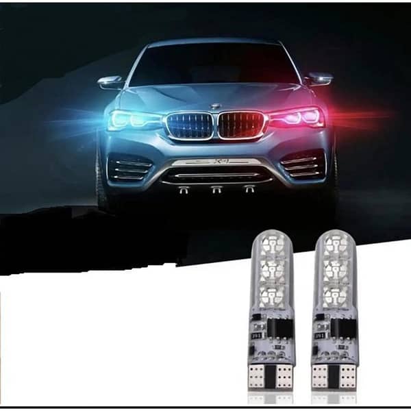 Parking LED Bulb (Flashing) For Bike, Cars & 4X4 | 12V 2 PCs Set | Silicone Gel Covering On Bulb | RED/BLUE Color.