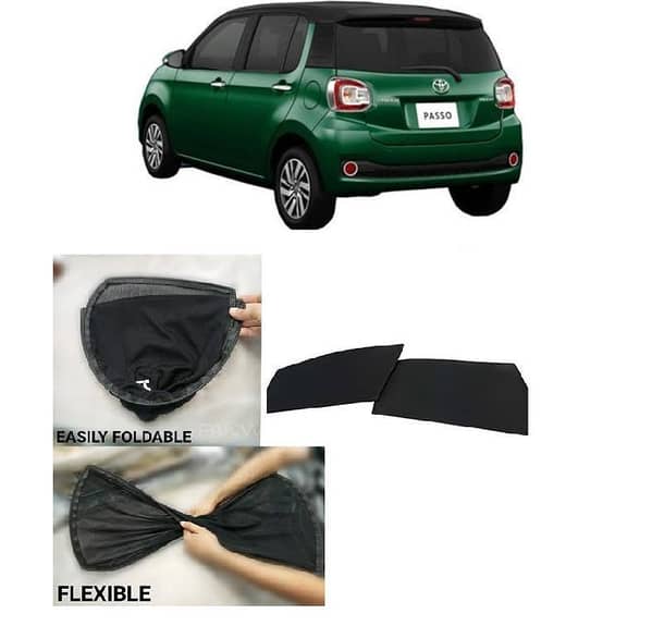 toyota Passo 2010 - 2016 Sun Shades Car Windows Curtains 4 pieces , Fold-able , Jet Black