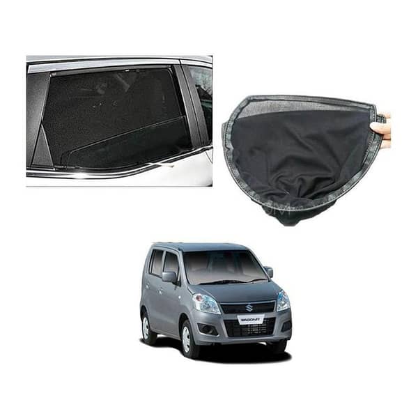 Suzuki Wagon-R 2014-2020 Sun Shades Car Windows Curtains 4 pieces , Fold-able , Jet Black