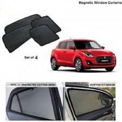 Suzuki Swift 2005 to 2018 Sun Shades Car Windows Curtains 4 pieces , Foldable, Jet Black