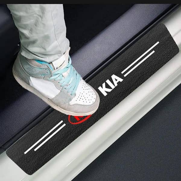KIA 4Pcs Car Door Sill Carbon Fiber Stickers Water & Dust Proof