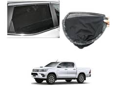 Toyota Vigo 2015 to 2021 Sun Shades Car Windows Curtains 4 pieces With Vigo Logo, Foldable, Jet Black