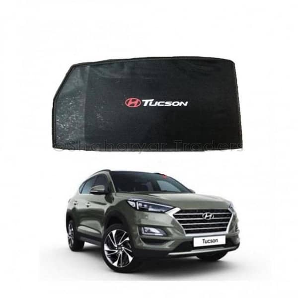 Hyundai Tucson Sun Shades Car Windows Curtains Tucson Logo On 4 pieces, Foldable, Jet Black
