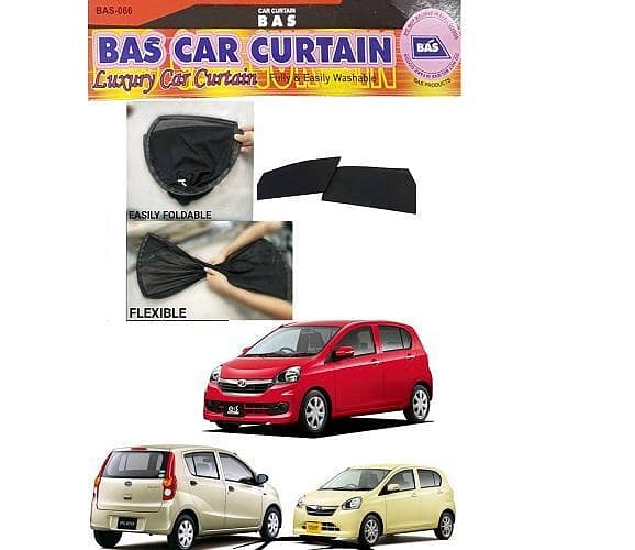 Daihatsu Mira 2006 Sun Shades Car Windows Curtains 4 pieces , Fold-able , Jet Black