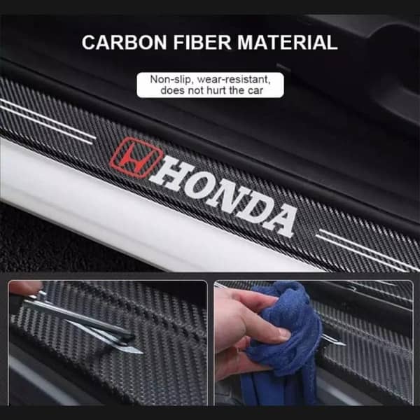 4Pcs Car Door Sill (Honda) Carbon Fiber Stickers Water & Dust Proof