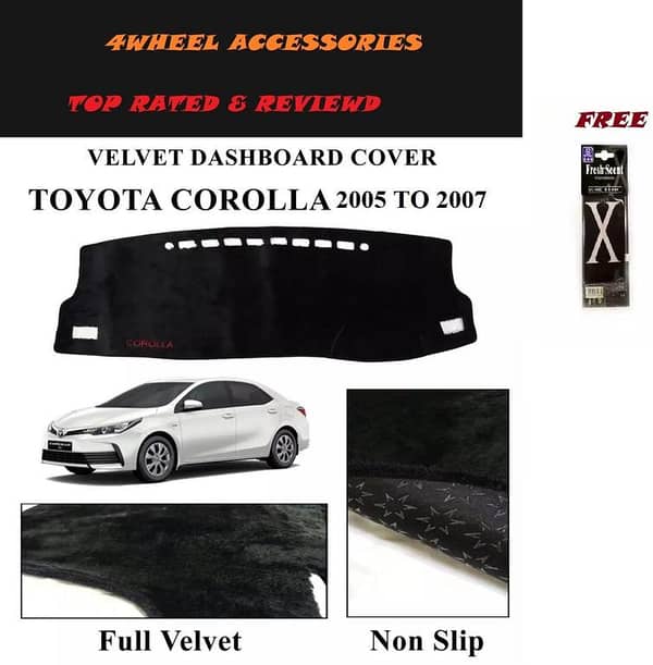 Toyota Corolla 2005 to 2007 Non-Slip Valvet Dashboard Matt High Quality Matt (X Card Free)