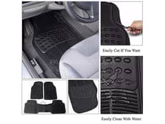 Universal PVC Plastic Car Mat (3PCS Set) ~ Black ~ Premium Quality Matt ~ Washable ~ Anti-Slip